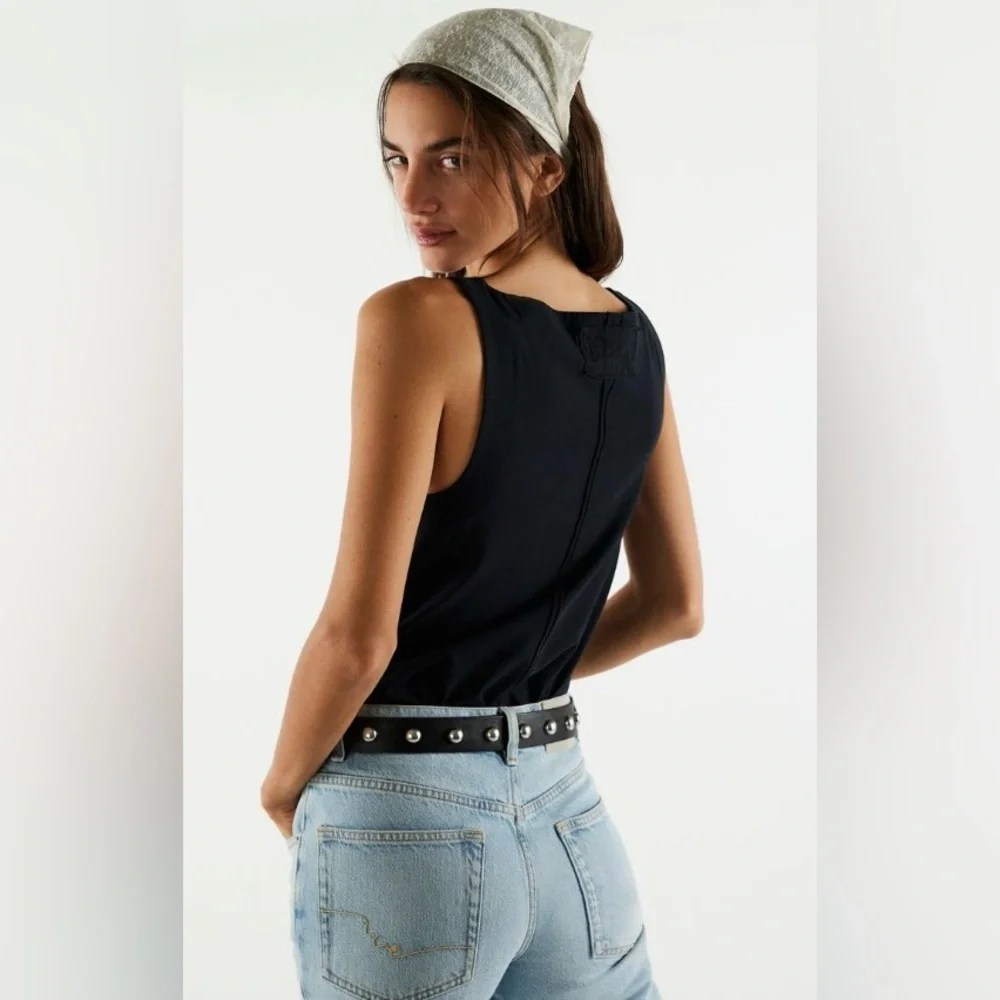 We The Free Boat-Neck Muscle Tank ~ NWT ~ XS ~ Black ~ Free People - Picture 3 of 12